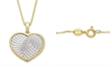 Macy's Mother of Pearl 13mm Heart Shaped Pendant with 18" Chain in Gold Over Silver